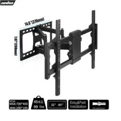 Full Motion TV Wall Mount Tilt Swivel TV Bracket with Dual Arms for 32-85 Inches LED LCD