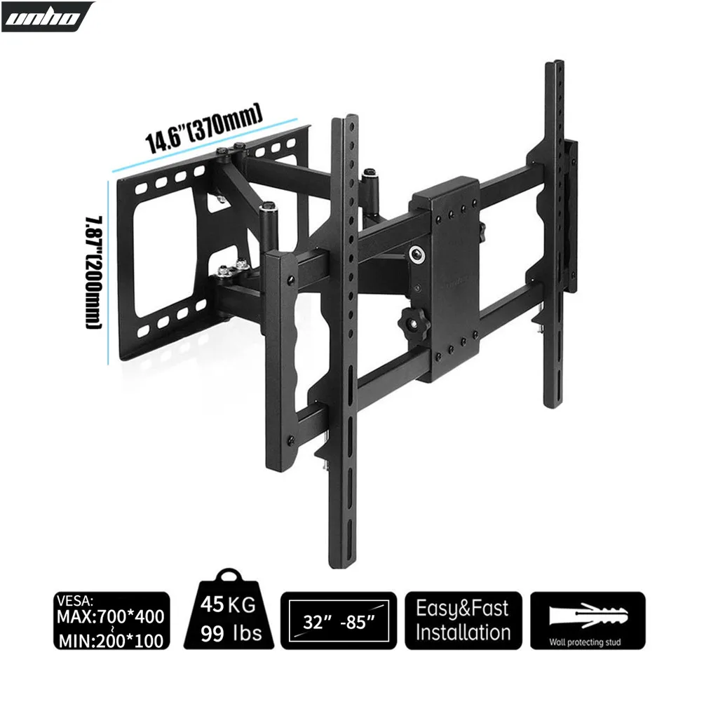 Full Motion TV Wall Mount Tilt Swivel TV Bracket with Dual Arms for 32-85 Inches LED LCD
