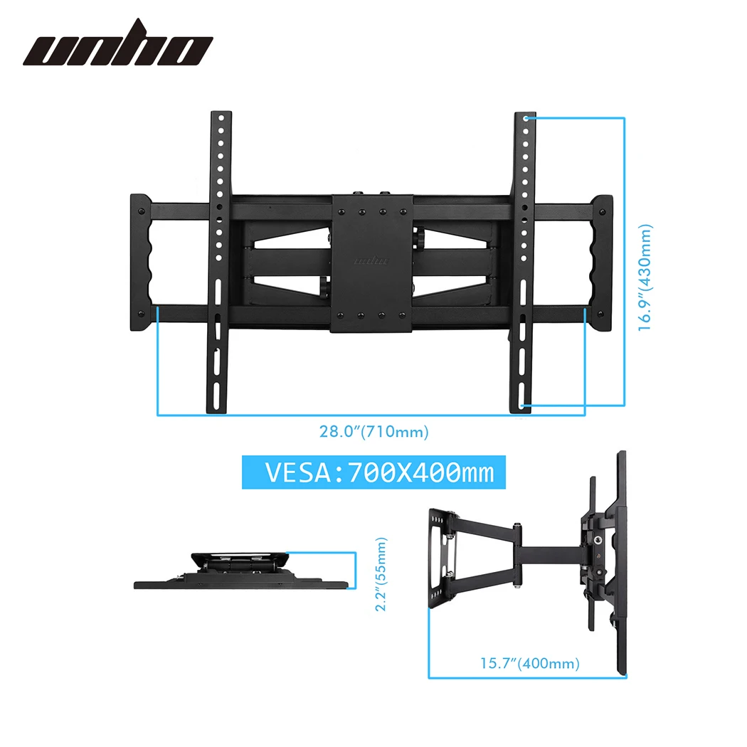 Full Motion TV Wall Mount Tilt Swivel TV Bracket with Dual Arms for 32-85 Inches LED LCD – Image 3