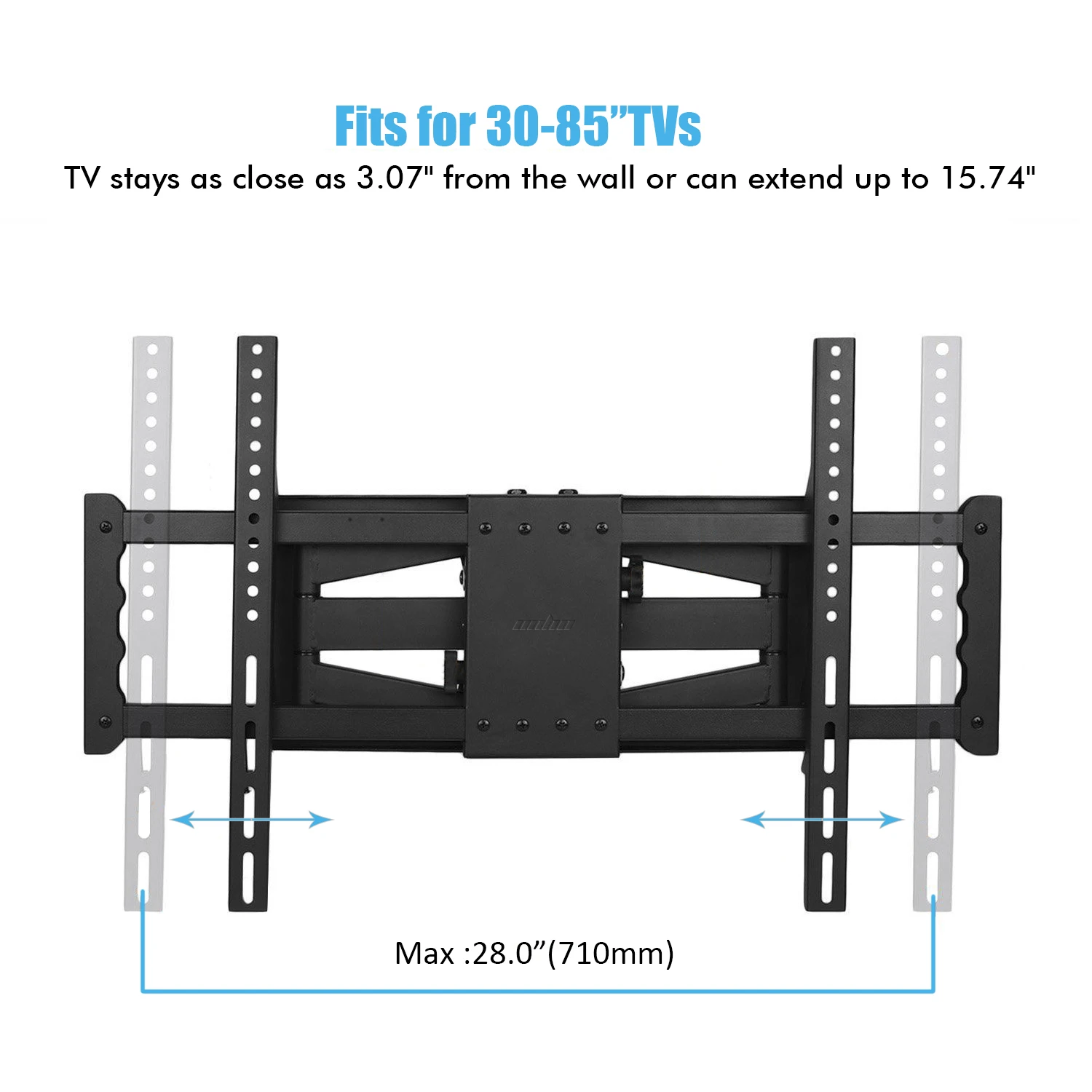 Full Motion TV Wall Mount Tilt Swivel TV Bracket with Dual Arms for 32-85 Inches LED LCD – Image 4